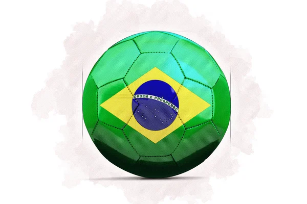 Esbozo de ilustraciones digitales de una pelota de fútbol con bandera de equipo. Brasil , —  Fotos de Stock