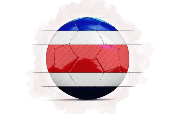 Esbozo de ilustraciones digitales de una pelota de fútbol con bandera de equipo. Costa Ri —  Fotos de Stock