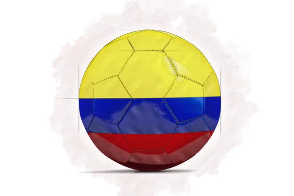 디지털 아트 워크 팀 플래그 축구공의 스케치. 콜롬비아 — 스톡 사진