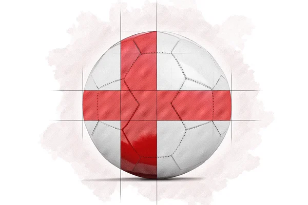 Esbozo de ilustraciones digitales de una pelota de fútbol con bandera de equipo. Inglaterra —  Fotos de Stock