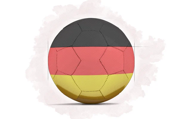 数字图稿一个足球与队旗的素描。德国 — 图库照片