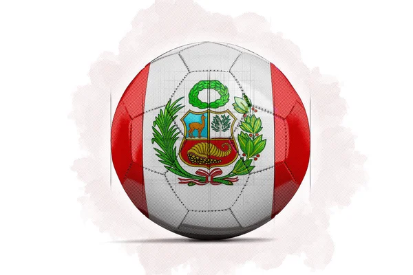 Esbozo de ilustraciones digitales de una pelota de fútbol con bandera de equipo. Perú, así que — Foto de Stock