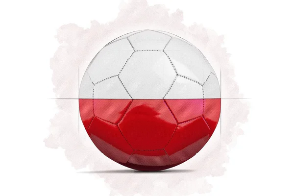 Desenho de Arte Digital de uma bola de futebol com bandeira de equipe. Polónia ; — Fotografia de Stock