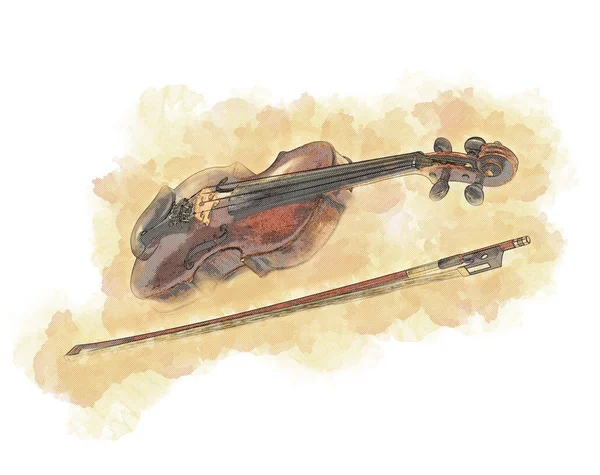 Художня ілюстрація класичного скрипкового інструменту в перспективі — стокове фото