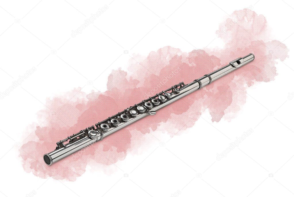 Artwork illustration of a metal Flute in perspective