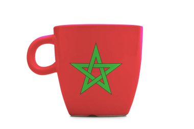 Zarif çay veya kafe bayraklı kupa izole.