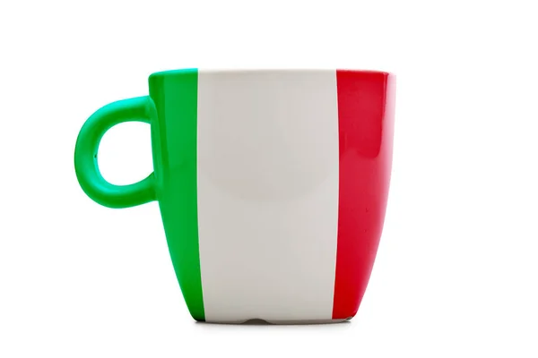 Taza elegante con banderas de té o café aislada . — Foto de Stock