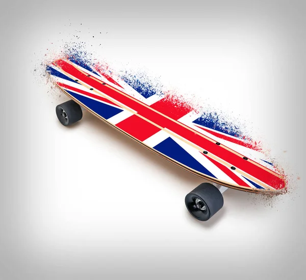 Houten skateboard met de Britse vlag — Stockfoto