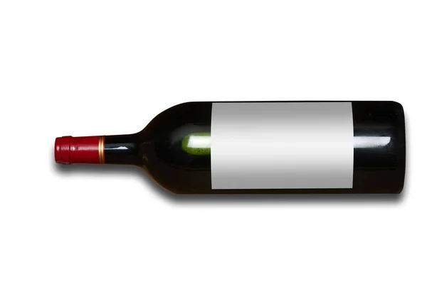 Пляшка вина з порожньою етикеткою ізольована — стокове фото