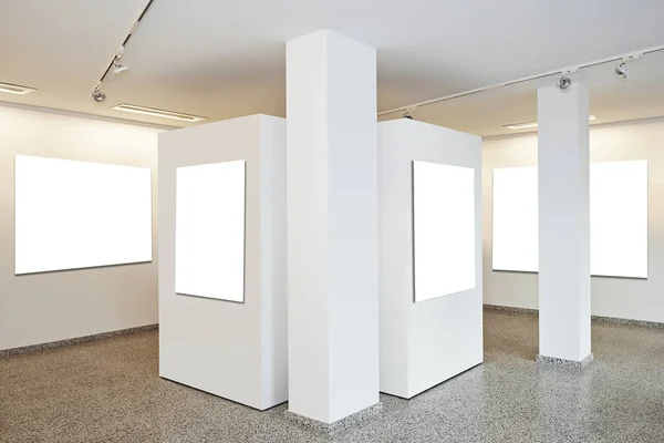 Exhibition gallery, wall mounted art with museum style lighting