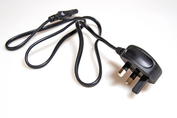 Power Cable UK Mains Fused Plug on white background — Stock Photo, Image