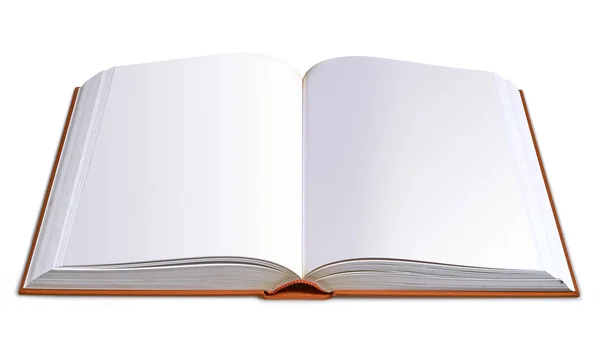 Nyitott barna nagy könyv kemény fedél elszigetelt — Stock Fotó
