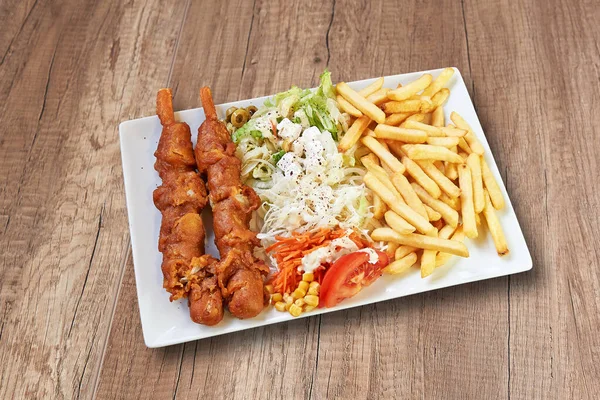 Fast Food Snack Frietjes Elke Snack Heeft Een Clippad — Stockfoto