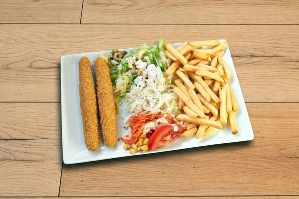 Fast Food Snack Und Pommes Jeder Imbiss Hat Einen Schneideweg — Stockfoto