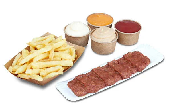 Fast Food Snack French Fries Each Snack Have Clipping Path — Stock Photo, Image