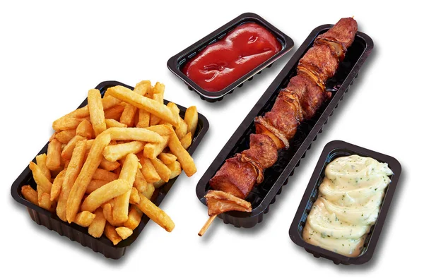 Fast Food Snack Frietjes Elke Snack Heeft Een Clippad — Stockfoto