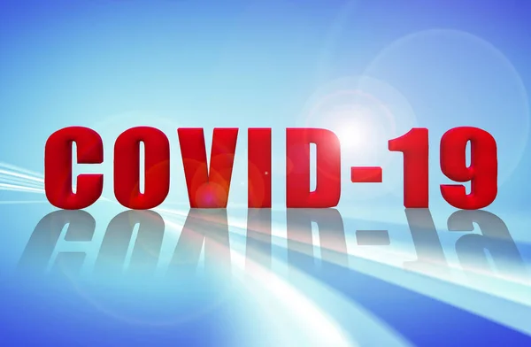 Rood Covid Logo Blauwe Abstracte Achtergrond — Stockfoto