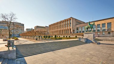 Brüksel, Belçika - 5 Nisan 2020: Gözaltı döneminde Brüksel 'deki Mont des arts.
