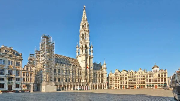 比利时布鲁塞尔 2020年4月5日 布鲁塞尔的主要广场正在翻新 在封闭期间没有任何人 — 图库照片