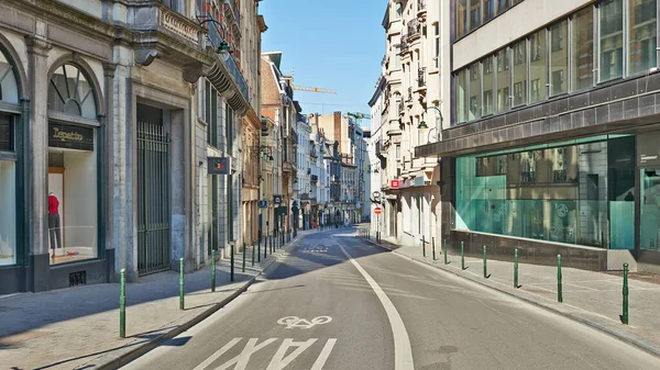 Bruselas Bélgica Abril 2020 Calle Arenberg Bruselas Sin Personas Durante — Foto de Stock