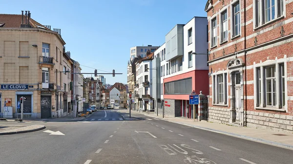 Bruxelles Belgique Avril 2020 Chaussée Droit Louvain Bruxelles Sans Personne — Photo