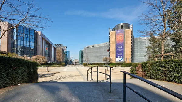 Bruselas Bélgica Abril 2020 Edificio Berlaymont Plaza Shuman Bruselas Sin —  Fotos de Stock