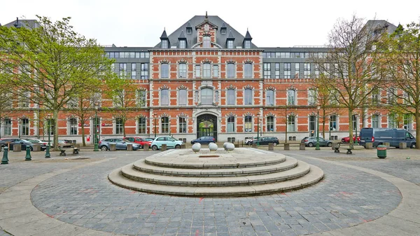 Brussels Belgium April 2020 Dailly Square Schaerbeek Any People Confinement — Stock Photo, Image