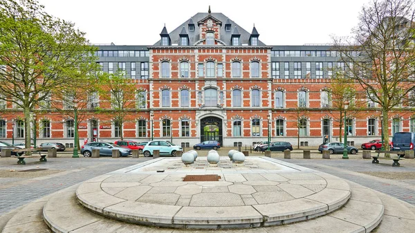 Brussels Belgium April 2020 Dailly Square Schaerbeek Any People Confinement — Stock Photo, Image