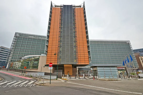 Bruxelas Bélgica Abril 2020 Berlaymont Building Rua Stevin Sem Pessoas — Fotografia de Stock