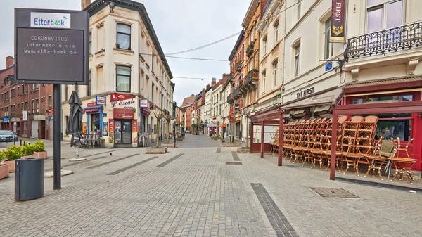 Brussels Belgium April 2020 Jourdan Square Etterbeek Any People Confinement — Stock Photo, Image