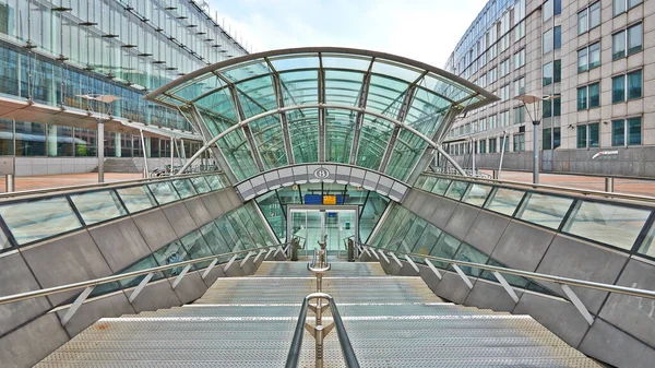 Brussels Belgium April 2020 Emergency Entrance Brussels Luxembourg Station Any — Stock Photo, Image