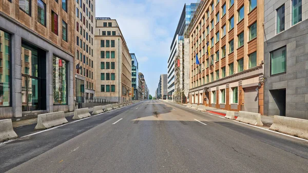 Bruselas Bélgica Abril 2020 Calle Belliard Sin Personas Durante Período —  Fotos de Stock