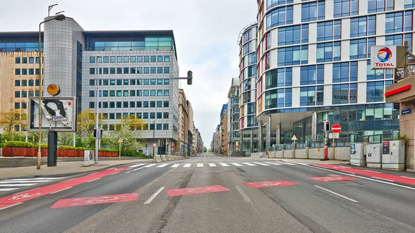 Bruxelles Belgio Aprile 2020 Belliard Street Senza Persone Durante Periodo — Foto Stock