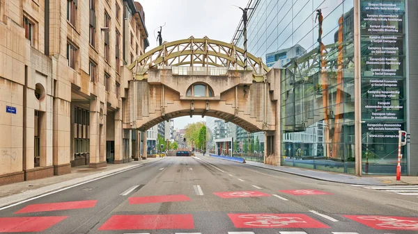 Bruselas Bélgica Abril 2020 Calle Belliard Sin Personas Durante Período — Foto de Stock