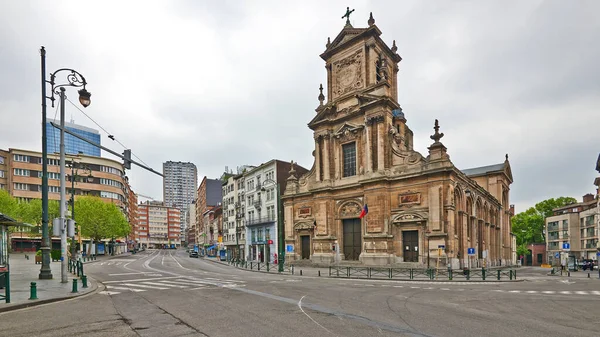 Brussels Belgium April 2020 Square Saint Josse Any People Confinement — Stock Photo, Image