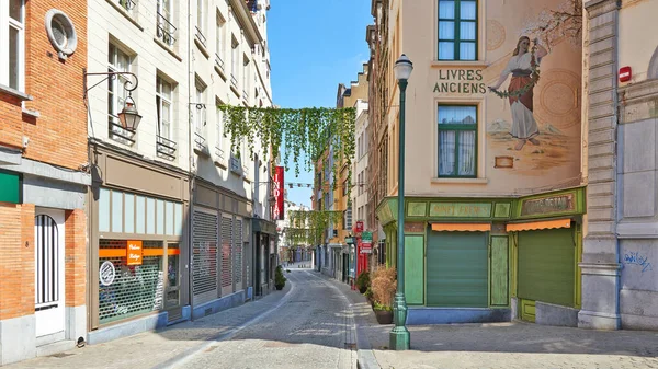 Bruselas Bélgica Abril 2020 Eperonniers Street Fron Saint Jean Square — Foto de Stock