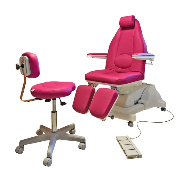 Comfortable Luxurious Pink Pedicure Chair Isolated White Clipping Path — Stock Photo, Image