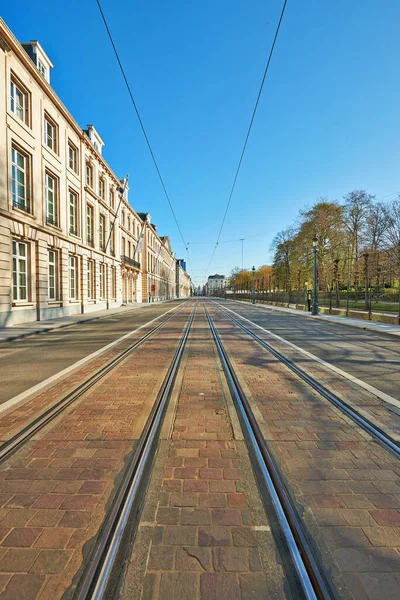 Bruselas Bélgica Abril 2020 Calle Royale Bruselas Sin Personas Durante —  Fotos de Stock