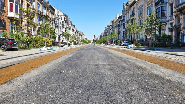 Schaerbeek Brussels Belgium May 2020 First Step Bicycle Path Development — Stock Photo, Image