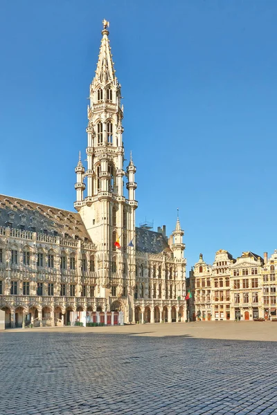 布鲁塞尔的主要广场正在整修中 在监禁期间没有任何人 广场是联合国教科文组织的世界遗产 — 图库照片