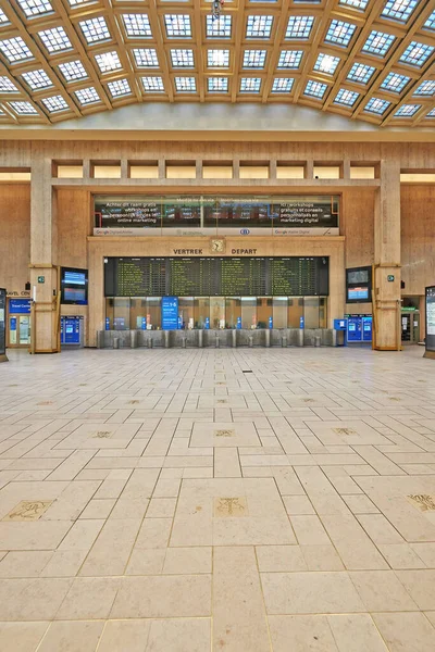 Brüssel Belgien April 2020 Leerer Innenraum Der Hauptlobby Des Brüsseler — Stockfoto