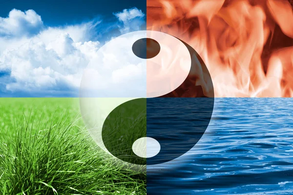 Yinyang Sphere Four Kind Elements — Stock Photo, Image