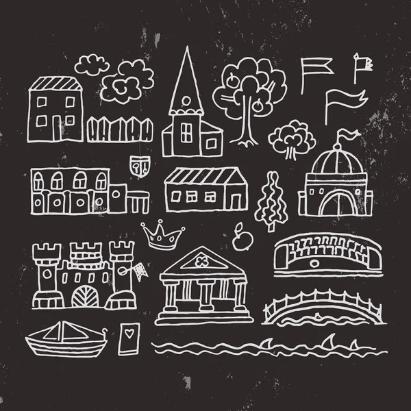 Sketched old town buildings — Stock Illustration Sketched old town buildings Stock Vector