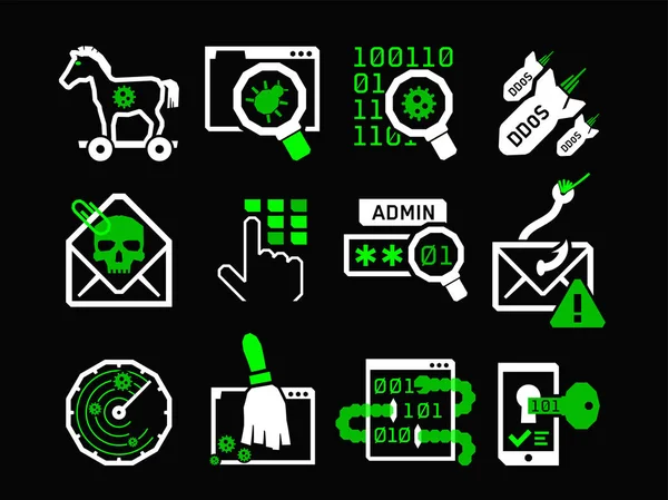 Hacking iconos conjunto — Archivo Imágenes Vectoriales