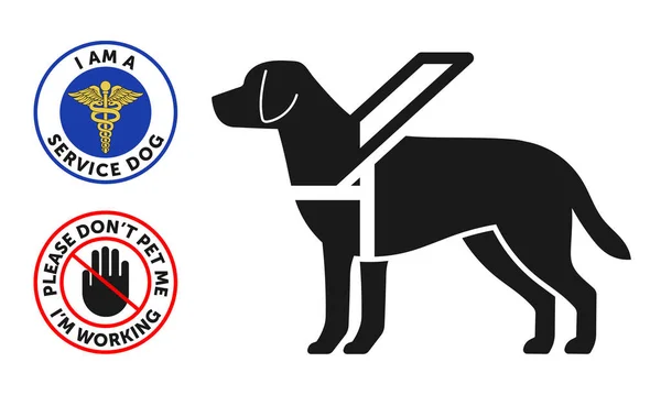 Vakvezető kutya ábrázoló két kerek szolgáltatás kutya jelvények — Stock Vector