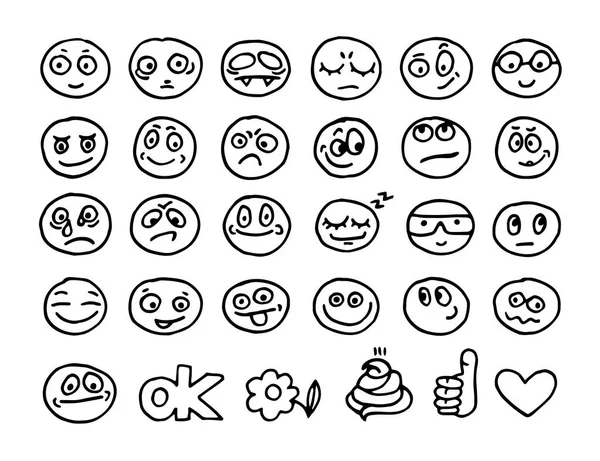 Set de garabatos Emoticon — Vector de stock