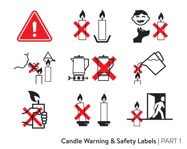Stickers de sécurité bougie — Image vectorielle