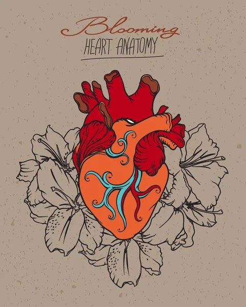 Blommande hjärta koncept. — Stock vektor