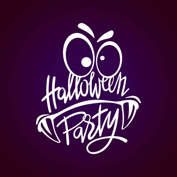 Noche de Halloween monstruo de fiesta. Letras de mano con elementos aterradores para cartel de fiesta de Halloween — Vector de stock