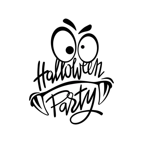 Halloween night party monster. Hand lettering with scary elements for Halloween party poster — Stock Vector